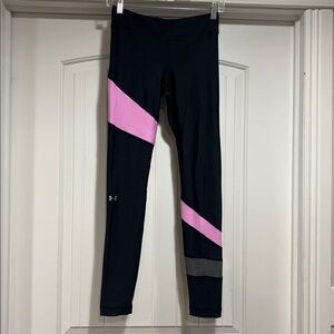 Under Armour Black Leggings with Pink and Gray Accents Size Small .